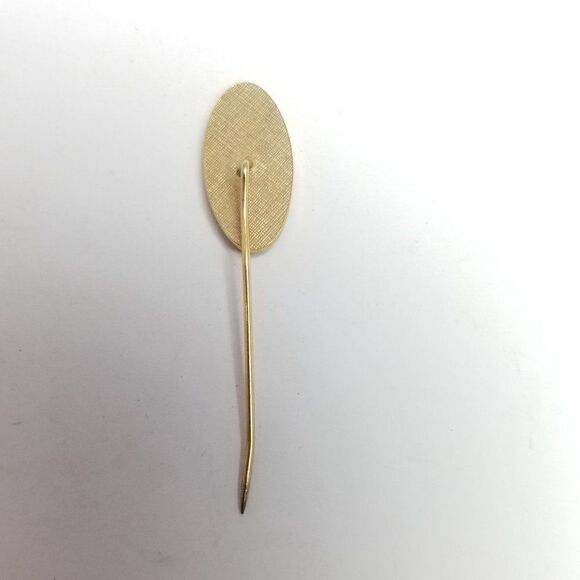 Vintage J Monogram Stick Pin, Gold Tone Black Background, Engraved Initial - Picture 3 of 5